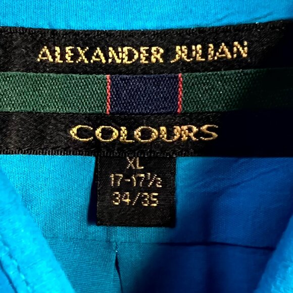 Alexander Julian Colours Turquoise Cotton Blend Long-Sleeve Button-Up SZ XL - Picture 2 of 5